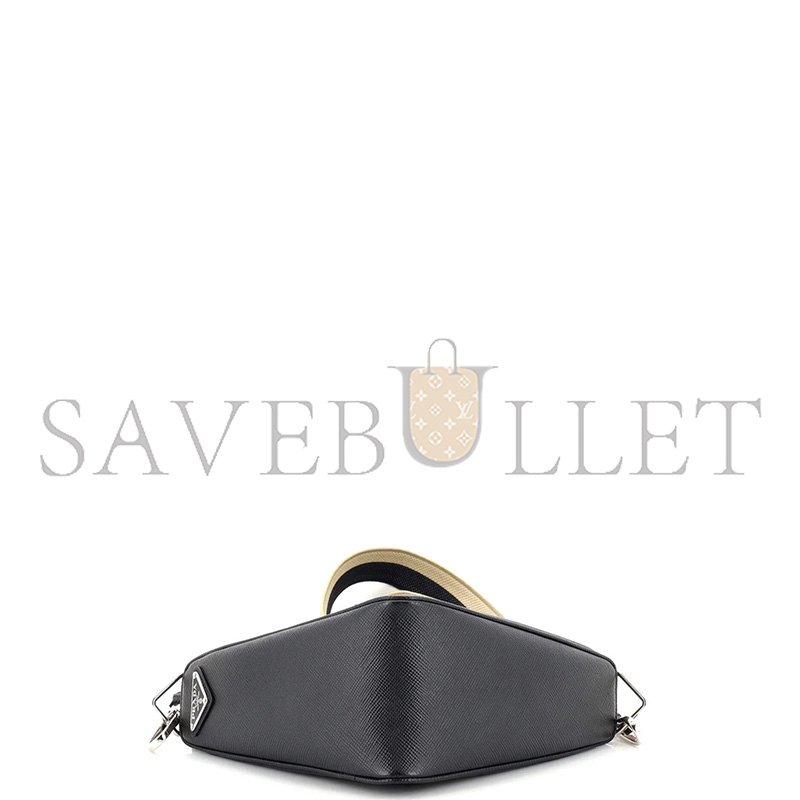 Pra*a triangle logo zip crossbody bag saffiano leather 2vh155 (28*18*11cm)